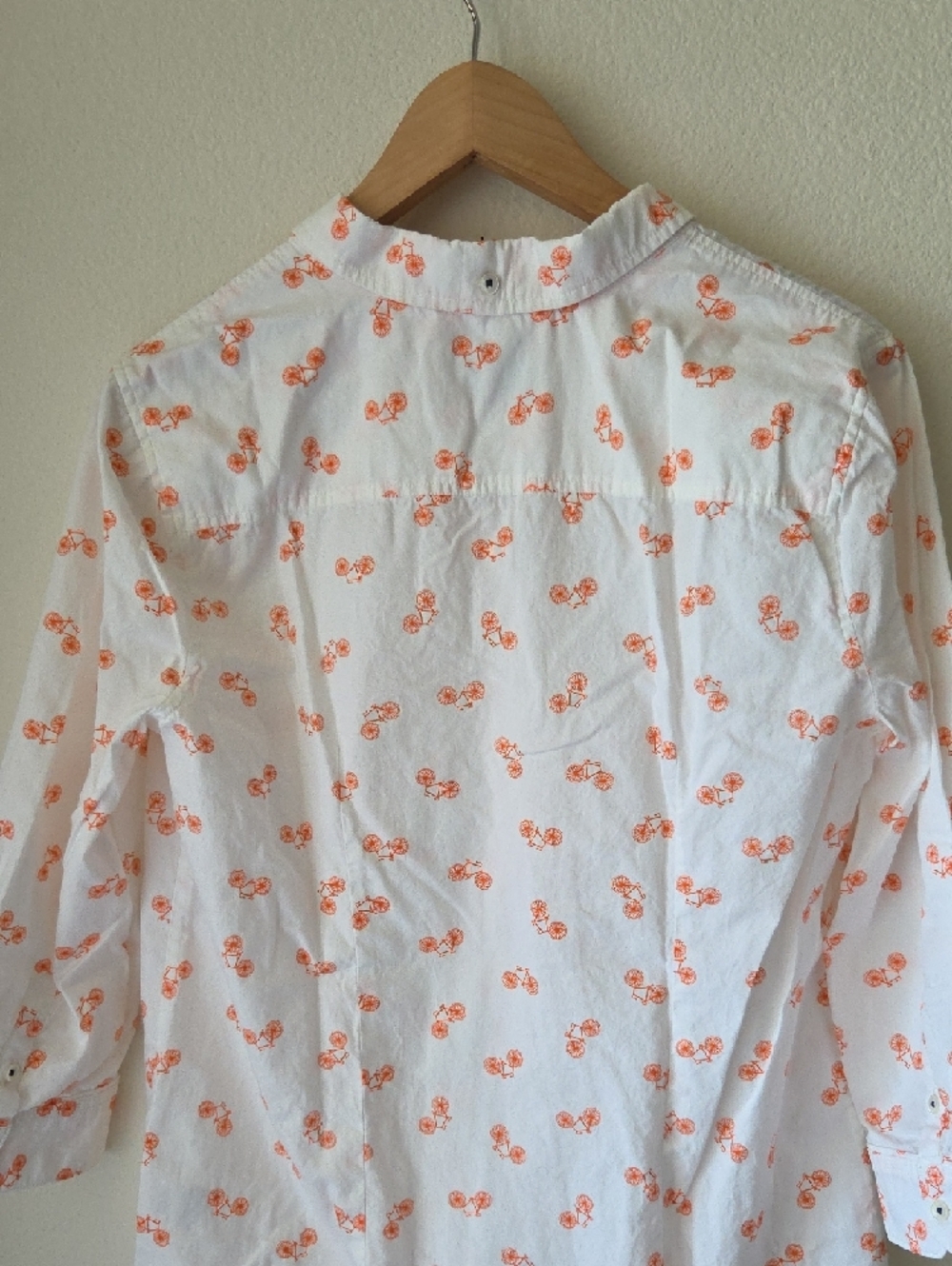 Anthropologie Postmark Bicycle Print Button Down Shirt White and Orange Sz 12 - Picture 9 of 12